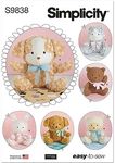 Simplicity Blanket and Plush Baby Bear, Kitty, and Puppy Sewing Pattern Kit by Elaine Heigl, Design Code S9838, One Size, Multicolor