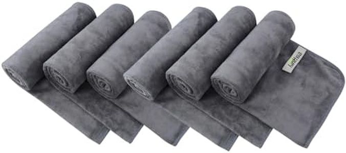 KinHwa Gym Towels for Sweat Absorbent Workout Towels Soft Microfiber Sports Towel Perfect Size for Workouts, Yoga, Running, Biking or Camping 16inch x 31inch 3 Pack… (Gray, 16inchx31inch 6 Pack)