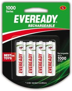 Eveready AA Rechargeable Battery | 1000 Series | Pack of 4 | Durable & Cost Effective | Low Discharge Mechanism | Ideal for High Drain Devices | 1.2V | India’s No.1 Battery Brand