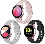 Lerobo Compatible with Samsung Galaxy Active 2 Watch Bands 40mm 44mm, Active Bands, Galaxy Watch 3 Bands 41mm, Galaxy Watch bands 42mm, 20mm Silicone Sport Strap,3 Pack,Small,Pink Sand,Gray,Black