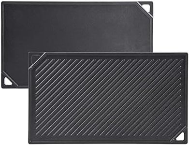 GasSaf Cast Iron Reversible Griddle, 16.5 Inch x 9.5 Inch Double Sided Grill Pan Perfect for Gas Grills and Stove Top