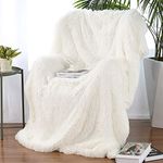 Hugs Living Frosty Faux Fur Throw Blanket with Super Soft Shaggy Long Fur (White, 50" x 70")