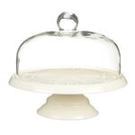 KitchenCraft Classic Collection Cake Stand with Glass Dome, Caramic, 29cm, Cake Storage with Lid, Off-white