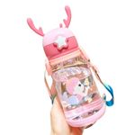 YUPPIN Water Bottle for Kids, Cute Design Water Bottle with Sipper, Sipper Bottle for Kids -Anti-Leak Kids Cartoon Water Bottle for Kids - 600 ML (Pink Mermaid)