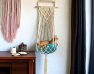 R.R.LALA Hanging Cat Bed, Wall Furniture, Swing, Woven Cave, Lover Gifts, Without Pillow - Off White, Large
