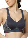 Triumph International Women's Padded | Wireless | 110I596 Triaction Cardio Cloud 34D Pebble Grey Sports Bra | Pack of 1