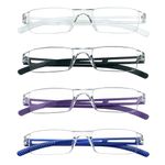 Hubeye 4 Pack Frameless Reading Glasses Ultralight Transparent Rimless Blue Light Blocking Computer Reader 3.50