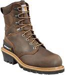 Carhartt Men's CML8369 8" Waterproof Insulated Comp Toe Logger Boot Fire and Safety, Crazy Horse Brown Oil Tanned Leather, 10