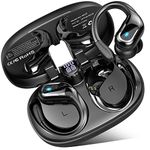 Ltinist Wireless Earbuds, 75H Bluetooth 5.3 Headphones Running with ENC Noise Cancelling Mic, IP7 Waterproof Earphones 3D Deep Bass Over Ear, Sports Ear buds Earhooks for iOS/Android, Black