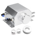 Aluminum Coolant Overflow Tank,Universal 1L Radiator Overflow Tank with Teflon Tape, Reservoir Expansion Tank (Silver)