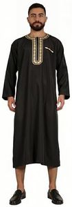HOMELEX Men's Muslim Clothes Thobe Middle East Kaftan Saudi Arab Caftans Islamic Abaya Dress Dubai Robes