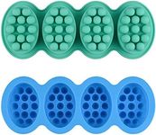 SJ 2 Pcs Silicone Massage Bar Soap Molds - Silicone Molds for Soaps Making, Handmade Soap Molds, Nonstick & BPA Free (Blue & Mint Green)