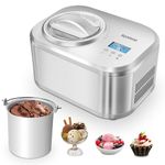 Homtone Ice Cream Maker 1 Quart, No pre-Freezing Automatic Ice Cream Machine with Built-in Compressor and LCD Timer for Making Ice Cream,Gelato in 30-60 min (DS-1232)