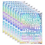 PUVATY 1 Inch 1008 Pieces 8 Sheets Graduation Cap Letter Stickers, Self-Adhesive Vinyl Letter Sticker, Alphabet Number Stickers, Decals for Sign, Business, Mailbox,Crafts (Holographic Silver)