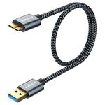 SUNGUY Micro USB 3.0 Cable 0.5M, USB A Male to Micro B Male Hard Drive Cable Wire 5 Gbit/s for Seagate,Toshiba Canvio,Western Digital(WD),My Passport and Elements,Galaxy S5,Note 3