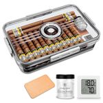 CIGARLOONG Cigar Humidor Large Accommodate 20-30 Cigars,Built-in Cedar Wood Shelf with High Precision Hygrometer and Humidifier Transparent Acrylic Cigar Storage Box (S)