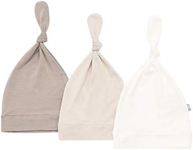 KYTE BABY Rayon Made from Bamboo Baby Beanie Soft Knotted Caps, 3 Pack (Newborn, Clay/Oat/Cloud)