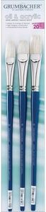 Grumbacher Academy Hog Bristle 3-Brush Set #1 for Oil & Acrylic Paints (760.SET1)