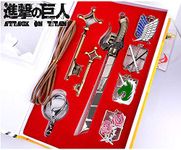 Memteor Attack on Titan Badge Set Cosplay Shingeki No Kyojin Sword Eren Jaeger Key Pendant