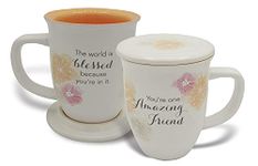 Abbey & CA Gift Amazing Friend Floral Mug & Coaster Set, Multi