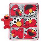 Jay Franco Sesame Street Hip Elmo 12 inch Character Pillow and Throw Blanket Set - Measures 40 inch x 50 inches - Kids Super Soft Character Pillow Set (Official Sesame Street Product)