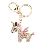 MUAMAX Unicorn Keyrings Crystal Rhinestone Keychains Bling Keyring Rhinestone Handbag Purse Charm Pendant Birthday Gift for Girls Women