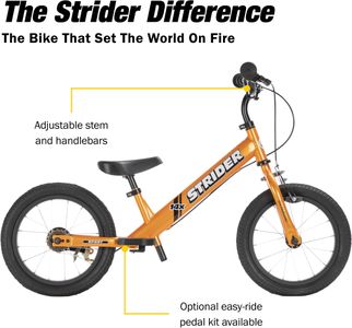 Strider 14x Kids Balance Bike – Tangerine, Ages 3-6