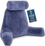 Husband Pillow XXL The Original for Adults - 30" Tall Backrest for Sitting Up in Bed - Firm Support Reading & Bed Rest Pillows for Adults, Neck Roll, Removable Cover - TV - Dark Blue