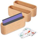 Qixuer Wooden Business Card Case, Wooden Business Card Holder 3 Pcs Wooden Color Business Name Card Case Wooden Card Case Storage Box Organizer For Office Name Card Holder Display Stand Desk Desktop