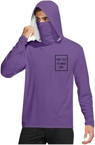Rash Guard with Hood Custom Fishing Hoodies for Men Long Sleeve UPF 50+ Sun Shirt Personalized Your Own Design Cooling Hoodie Construction Work Shirts Lightweight 02#,Purple,XX-Large