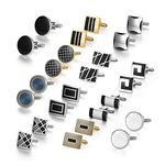 wynameleri Cufflinks 12 Pairs Set, Business Dress Formal Shirts Buttons Cuff Link for Men Box Packed T0212010