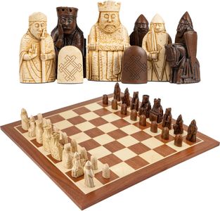 Isle of Lewis Large Chess Set – Mahogany Wood Board