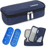 YOUSHARES Insulin Travel Case - Insulated Medication Cooler Travel Bag for Diabetic Insulin Pen and Vials Storage with 2 Cooling Ice Packs (Blue)