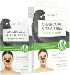 Skin 2.0 Tea Tree and Charcoal Nose Strips - Unclogs & Minimizes Pores, Removes Oil & Dirt, Black Head Remover Pore Strips - Cruelty Free Korean Skin Care For All Skin Types - 18 Strips