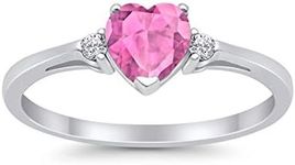 Blue Apple Co. Wedding Engagement Heart Promise Ring Simulated Cubic Zirconia 925 Sterling Silver, Sterling Silver gemstone, Cubic Zirconia