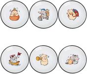 SOCOSY Super Cute Cartoon Animals Ceramic Sauce Dishes, Seasoning Dishes, Little Cat Dog Bird Feeding Bowls, Sushi Soy Dipping Bowls, Appetizer Plates, Dessert Plates-Busy Hamster-5 Inch