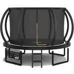 Devoko Outdoor Trampoline 7.5ft/10ft/12ft/14ft GS Certified Garden Trampoline With Safety Net,Non-Slip Ladder& Shoe Organiser,Available For Toddlers And Adults,Up to 150kg