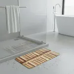 Evideco French Home Goods Bathroom Rug Memory Foam Mat The Island Print Beige 30" L x 18" W