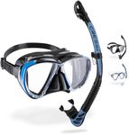 Cressi Big Eyes+Alpha Ultra Dry Combo Black/Azure - Combo Set Mask + Snorkel UD for Diving and Snorkelling, Black/Azure, One Size, Adults