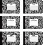 Oxford Jr. Composition Notebooks, School Supplies, Notebooks for School, Half Size, 4-7/8 x 7-1/2 Inches, Wide Ruled Paper, 80 Sheets, Kids Journal, Black Marble Covers, 6 Pack (63773)