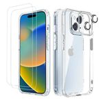 GLIMALL [5 in 1 Designed for iPhone 14 Plus Clear Case with Screen Protector[2 Pack] +Camera Lens Protector[2 Pack], Military Grade Drop Protection Transparent Cover 6.7 Inch, iphone14promaxcase