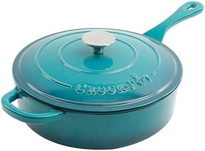 Crock Pot Artisan 3.5 Quart Enameled Cast Iron Deep Sauté Pan, Teal Ombre