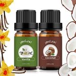 yethious Vanilla Coconut Essential Oil Set Coconut Oil Organic Vanilla Essential Oils for Soap Making, Diffuser, Skin Hair Care - 2 x 10ML