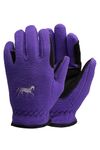 HORZE Kids' Fleece Winter Horse Riding Gloves with Pony Design - Sultry Violet - 4