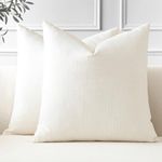 JOTOM Set of 2 Cushion Covers 60x60 cm Linen Cream Decorative Throw Pillow Covers 24x24 Inch Square Cushion Case Home Decor Pillowcases for Couch Sofa Living Room Bed (Cream)