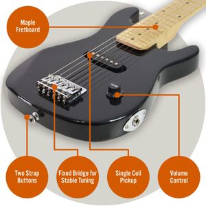 3rd Avenue Kids 1/4 Electric Guitar – Black