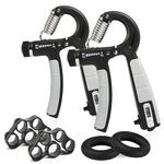 FITSOULS Hand Grips Strengthener with Finger Strengthener & Counting Function, Adjustable Hand Gripper (5-60 KG) Forearm & Hand Strengthener for Strong Wrists, Fingers, Forearm, Hands (Black-2Pack)