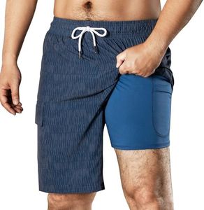 BRISIRA Mens Swim Trunks 9 Inch Compression Liner Long Board Shorts Swimwear Bathing Suit Anti-Chafe Quick Dry Cargo Pocket