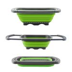 QiMH Colander collapsible Over The Sink Vegtable/Fruit Colander Strainer With Extendable Handles(Green&Red) (Green)