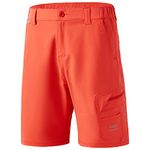 Bassdash FP01M 10.5” Mens Fishing Cargo Shorts Quick Dry UPF 50+ Water Resistant Coral Red